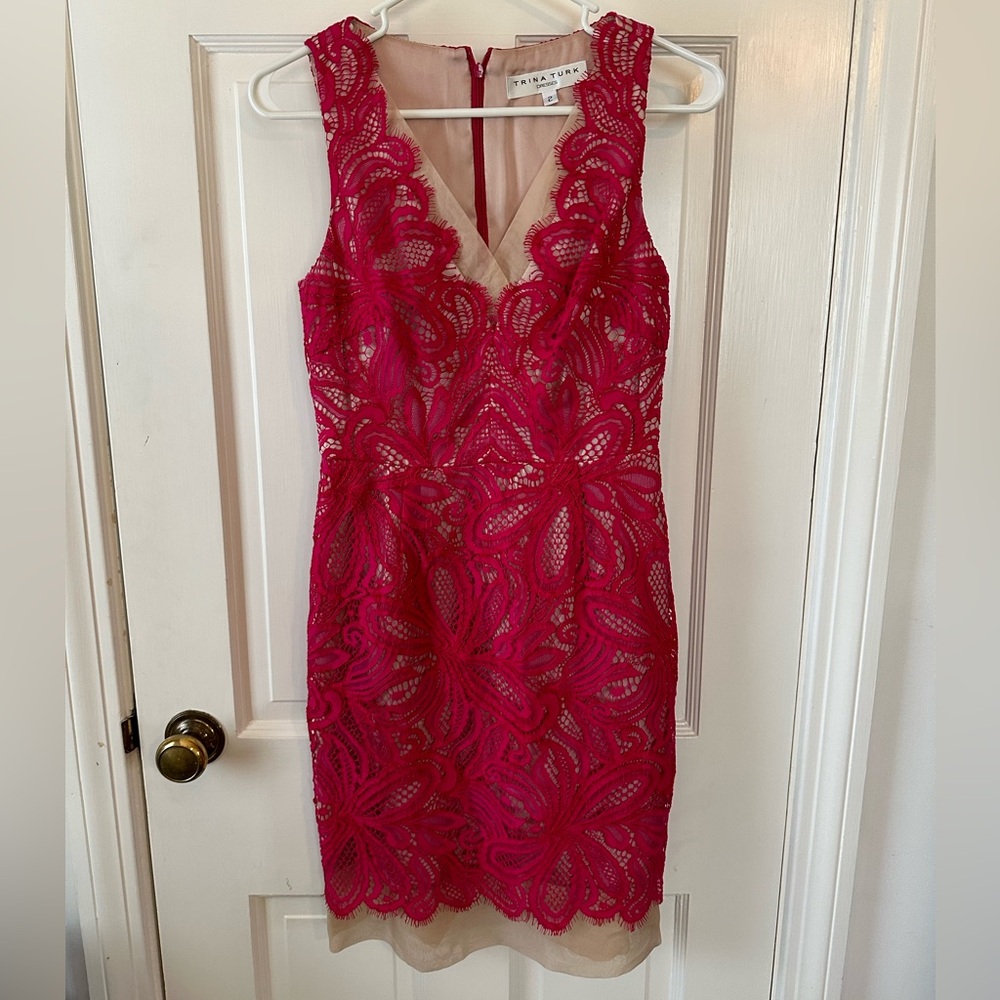 Trina Turk Pink Lace Cocktail Dress